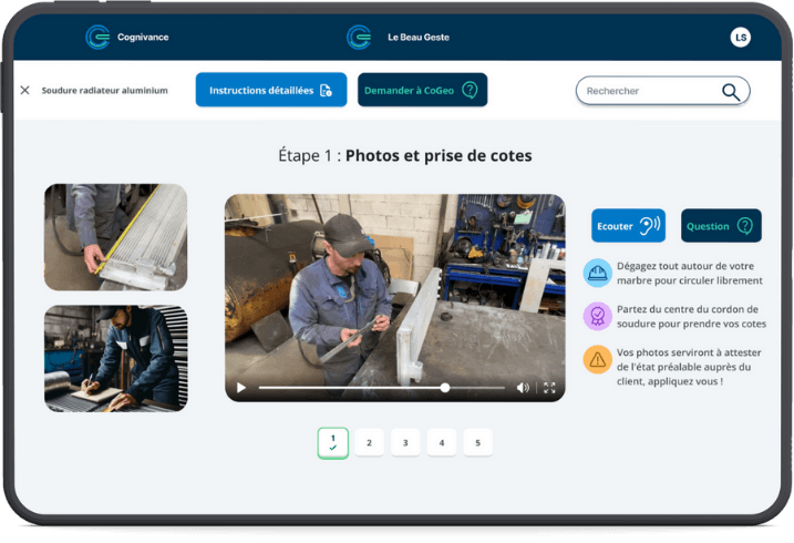 Capture d'une étape de travail sur tablette dans Le Beau Geste