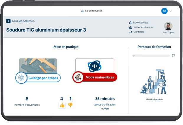Tableau de bord d'analyse d'une opération dans Le Beau Geste