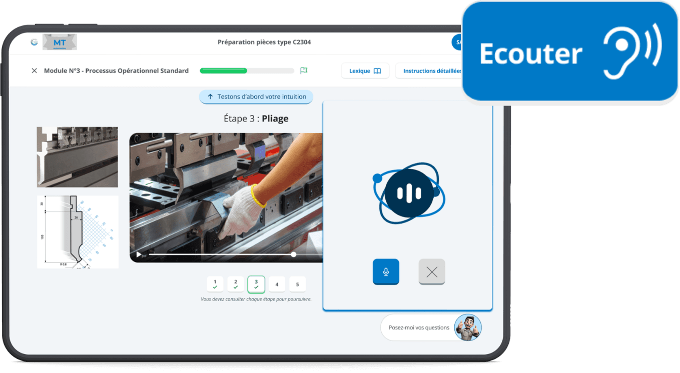 Instructions de travail interactives en formation